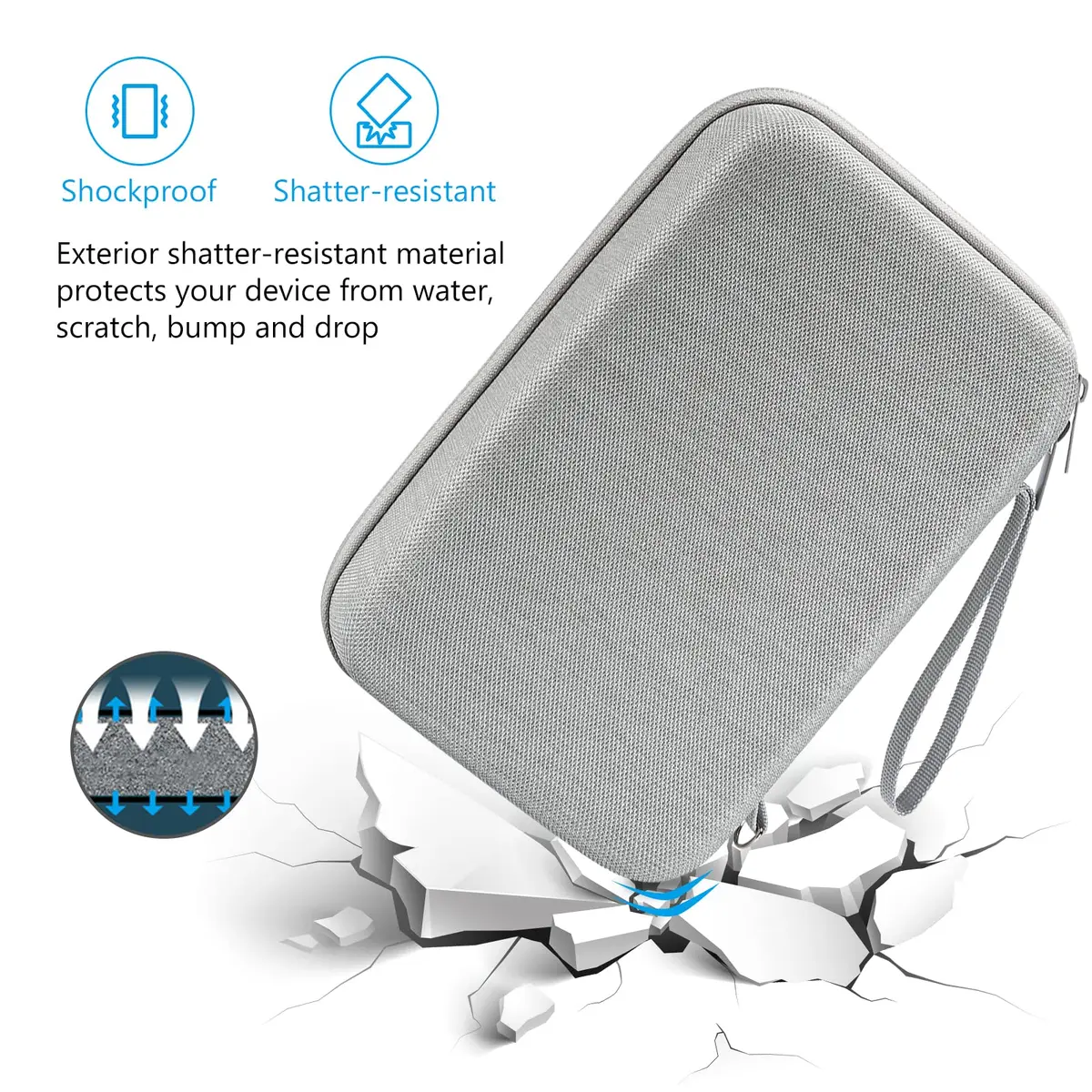 ProCase Hard Travel Electronic Organizer Case for MacBook Power Adapter Chargers Cables Power Bank Apple Magic Mouse Apple Pencil USB Flash Disk SD Card Small Portable Accessories Bag -Grey, L | Tech Gear Storage Solution - view 4