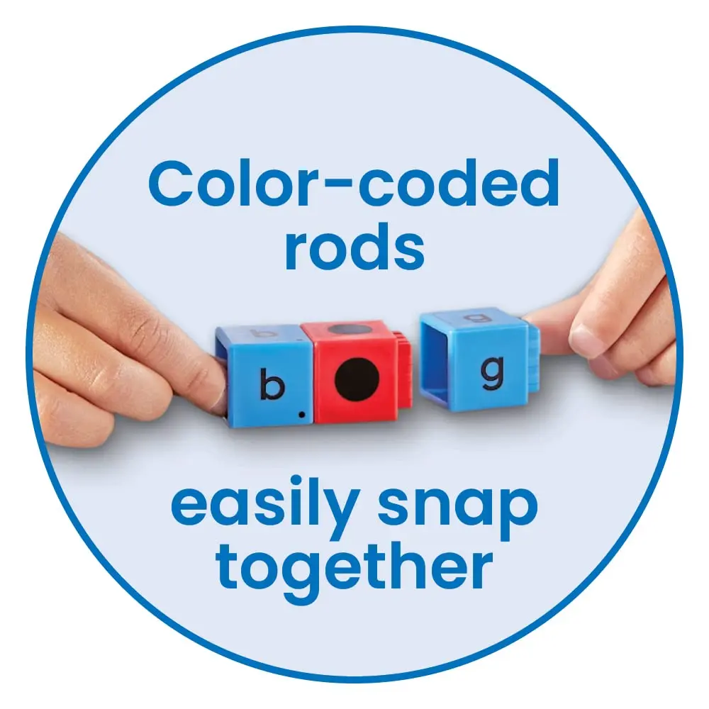 hand2mind Reading Rods Alphabet & CVC Words, Letter Blocks, Ages 3+ | Multicolor, 60 Rods for Early Literacy - view 3