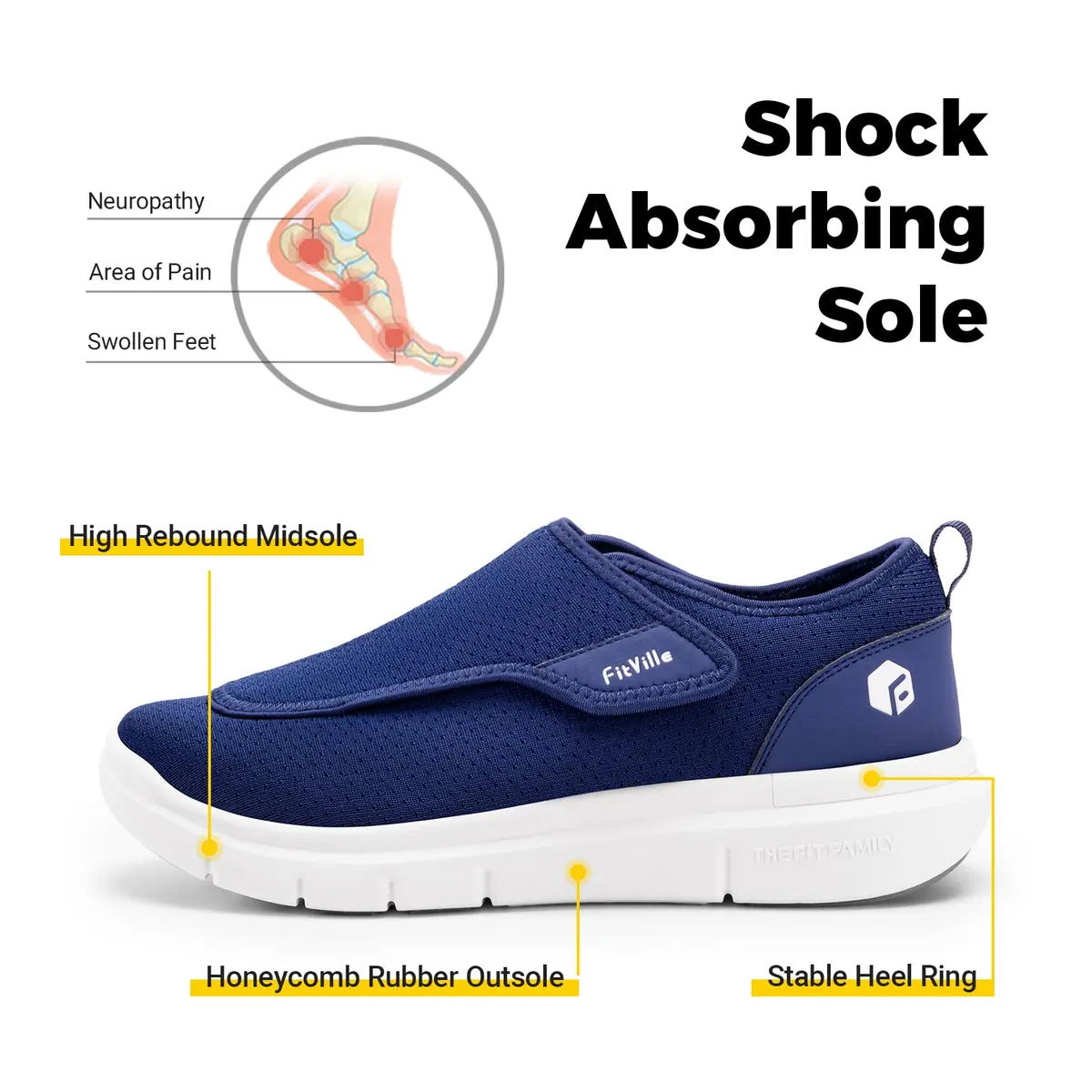 FitVille Diabetic Shoes for Men Extra Wide Slip-on Shoes for Swollen Feet | Support & Comfort for Elderly (120 chars) - view 4