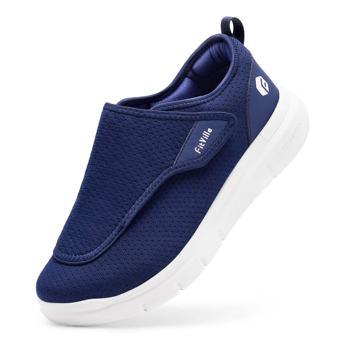 FitVille Diabetic Shoes for Men Extra Wide Navy Blue | Support for Swollen Feet & Elderly Comfort - main product image