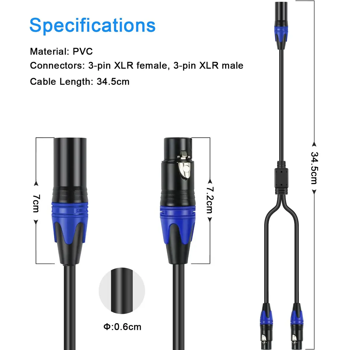 Seefeful 5FT XLR Y Splitter Mic Cable | Balanced Audio for Studio & Stage - view 5