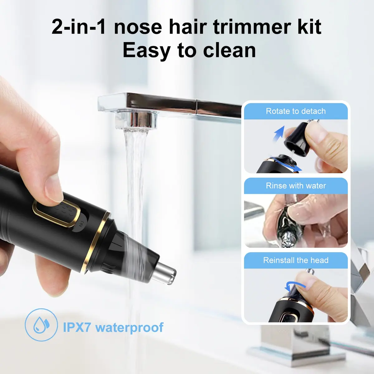 XOOMRSCP Nose & Ear Hair Trimmer 1 Count | Rechargeable, Painless, Waterproof - view 6