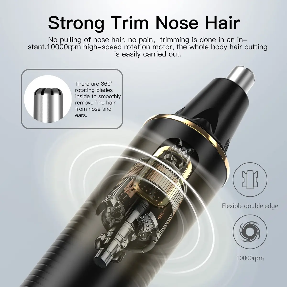 XOOMRSCP Nose & Ear Hair Trimmer 1 Count | Rechargeable, Painless, Waterproof - view 4