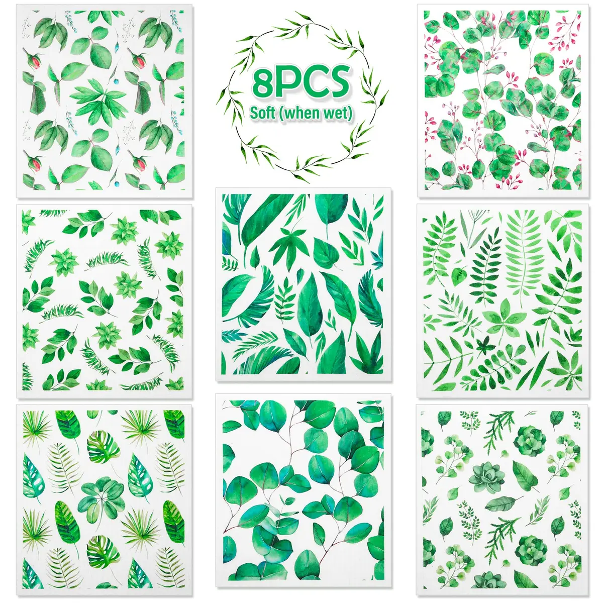 Lucomb Swedish Dish Cloths 8 Pack 20cm x 18cm (8" x 7") | Biodegradable & Reusable Kitchen Paper Towels - main product image