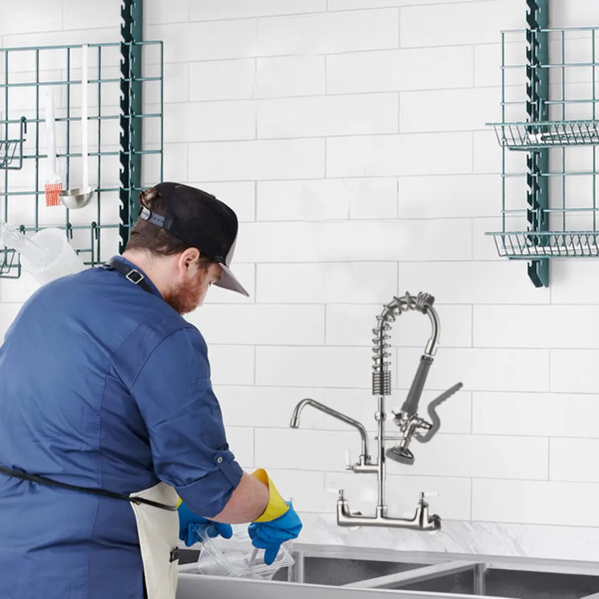 JZBRAIN Commercial Sink Sprayer,Pre Rinse Spray Valve, Grey | High Pressure Kitchen Faucet Replacement - view 5