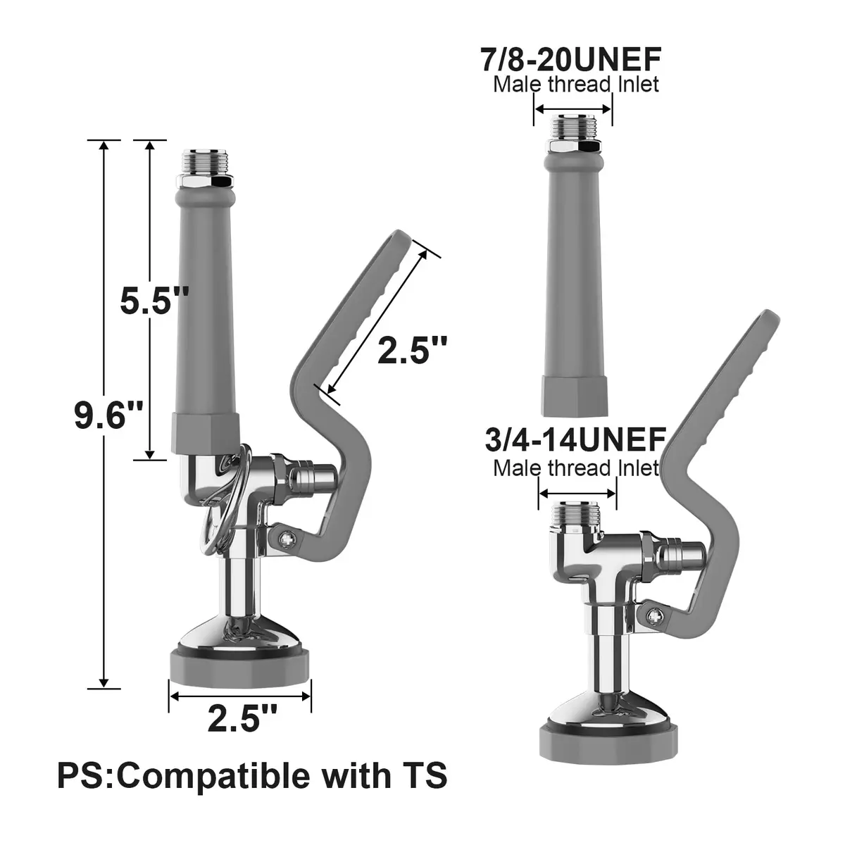 JZBRAIN Commercial Sink Sprayer,Pre Rinse Spray Valve, Grey | High Pressure Kitchen Faucet Replacement - view 2
