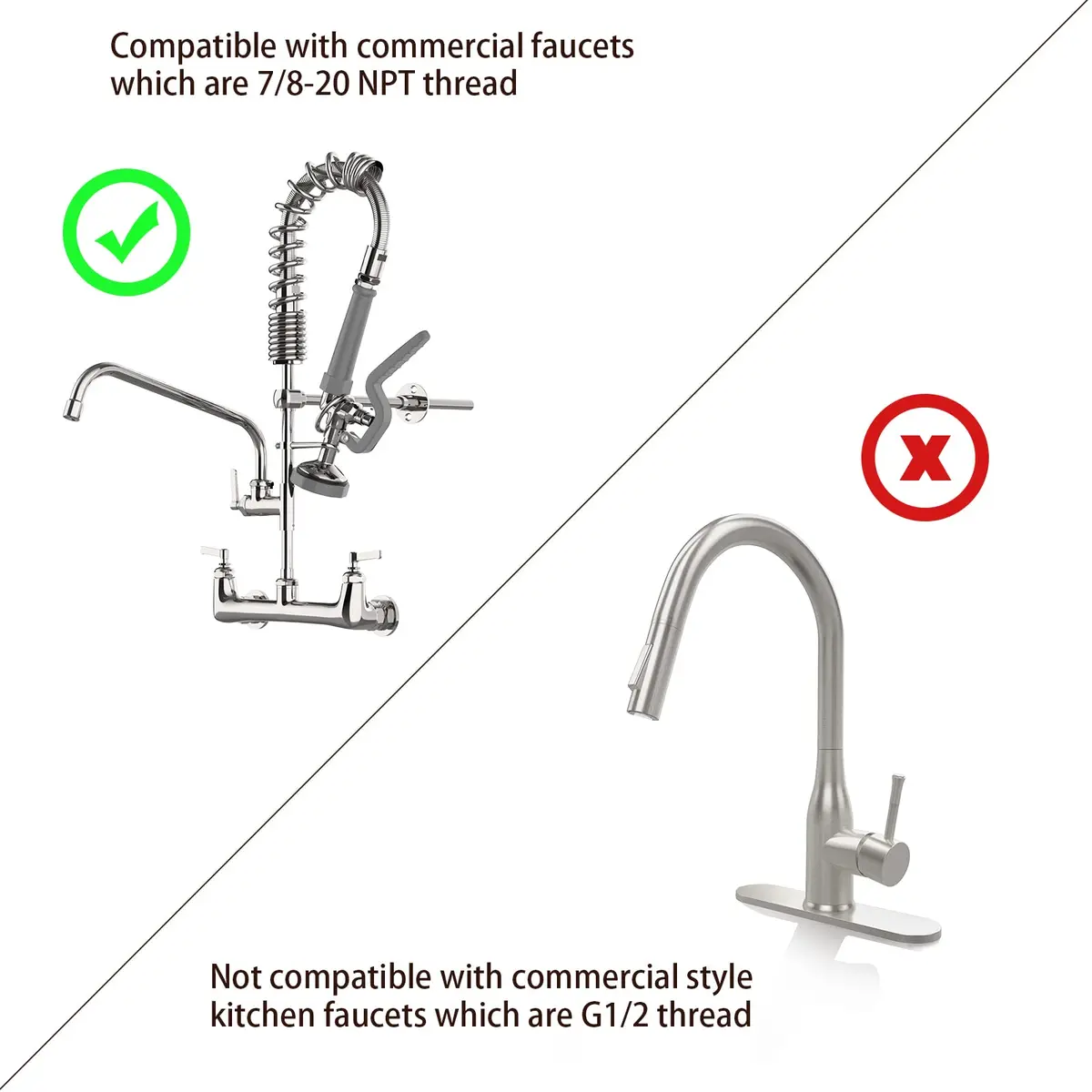 JZBRAIN Commercial Sink Sprayer,Pre Rinse Spray Valve, Grey | High Pressure Kitchen Faucet Replacement - view 4
