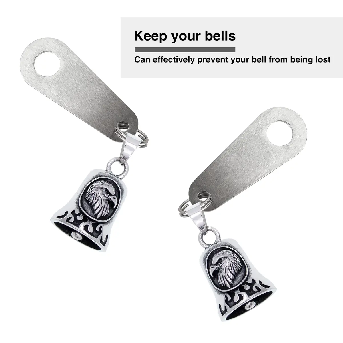Omoojee Motorcycle Bell Hanger & Split Ring | Silver, Fits Most Bells, Durable Stainless Steel - view 5