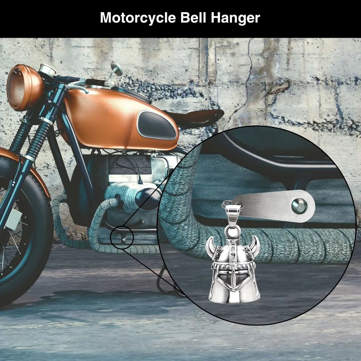 Omoojee Motorcycle Bell Hanger & Split Ring | Silver, Fits Most Bells, Durable Stainless Steel - view 4