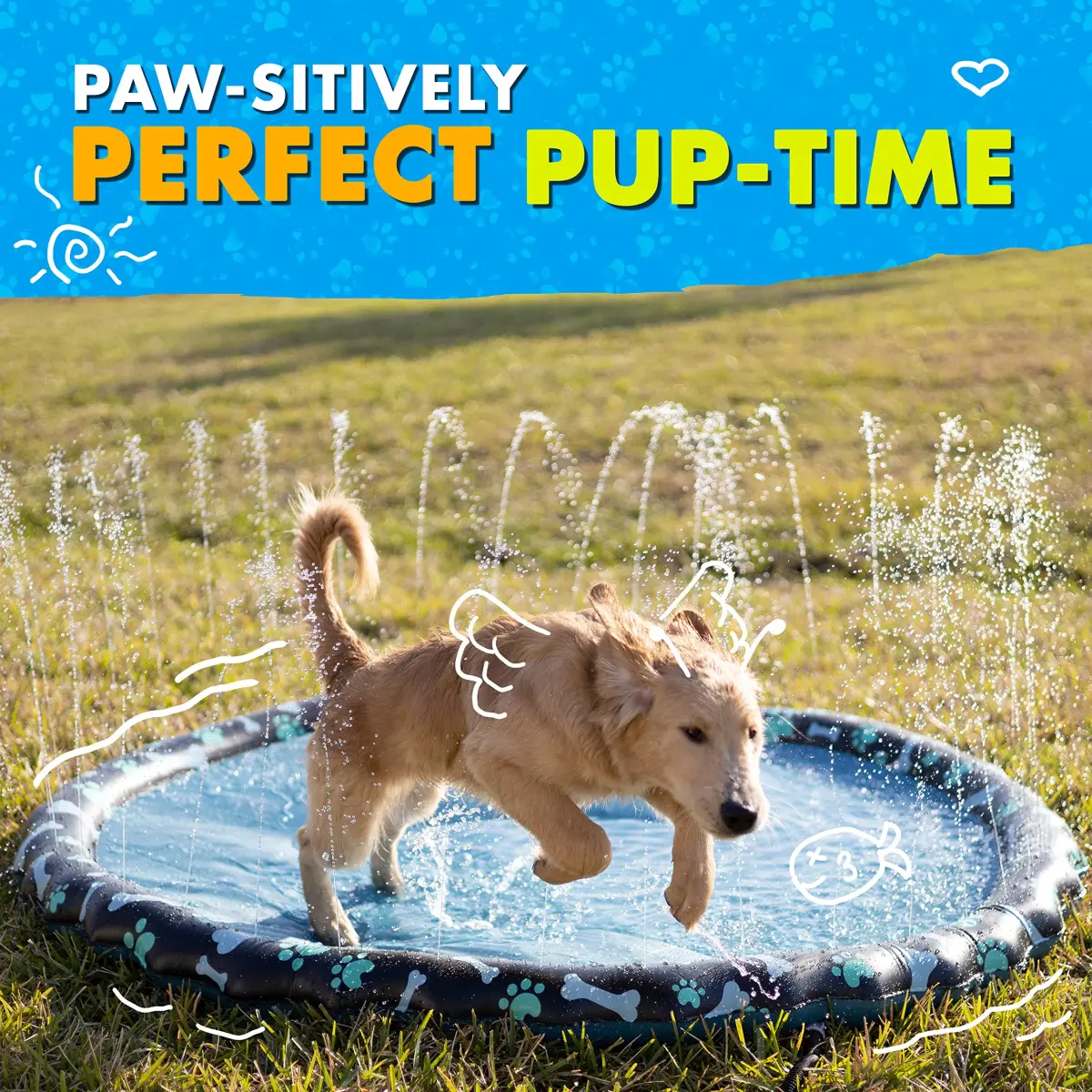 SplashEZ Non-Slip Splash Pad Sprinkler 69" (175 cm) | Water Play for Kids & Dogs - view 5