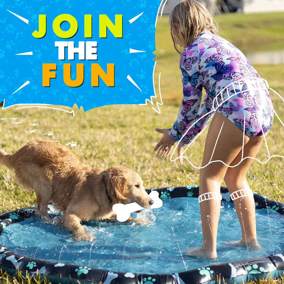 SplashEZ Non-Slip Splash Pad Sprinkler 69" (175 cm) | Water Play for Kids & Dogs - view 9