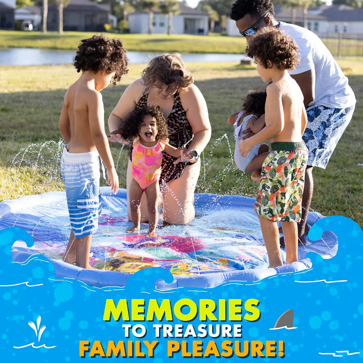 SplashEZ 216 cm (89") Extra Large Sea World Splash Pad | ASTM-Tested Non-Toxic Water Play Sprinkler - view 5