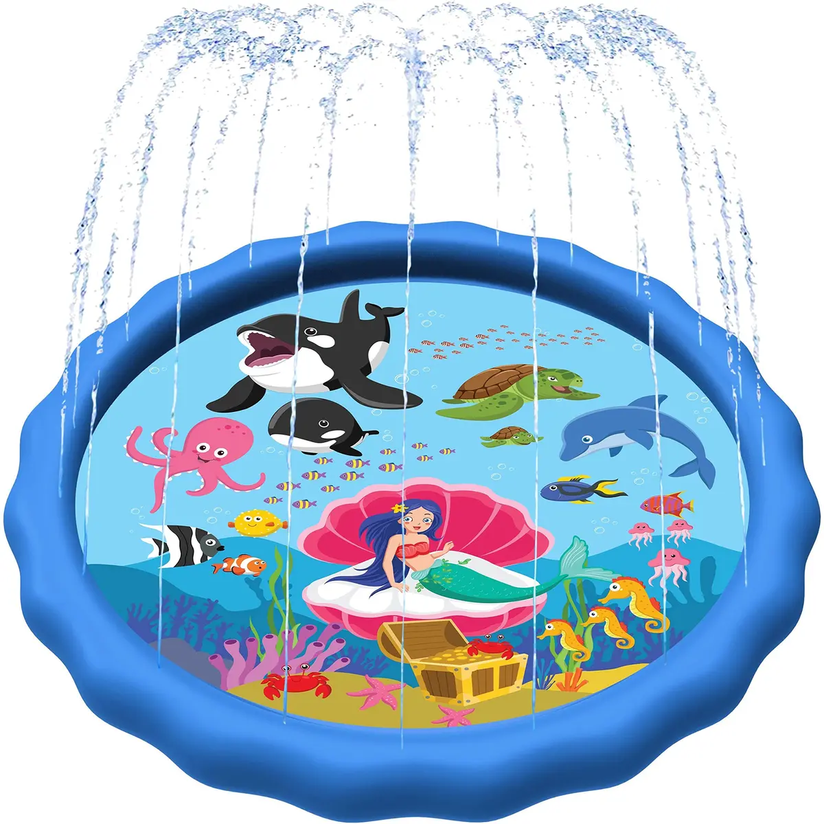 SplashEZ 216 cm (89") Extra Large Sea World Splash Pad | ASTM-Tested Non-Toxic Water Play Sprinkler - main product image