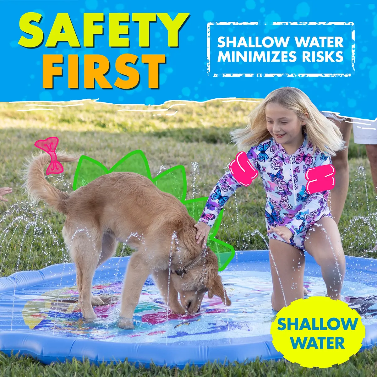 SplashEZ 216 cm (89") Extra Large Sea World Splash Pad | ASTM-Tested Non-Toxic Water Play Sprinkler - view 8