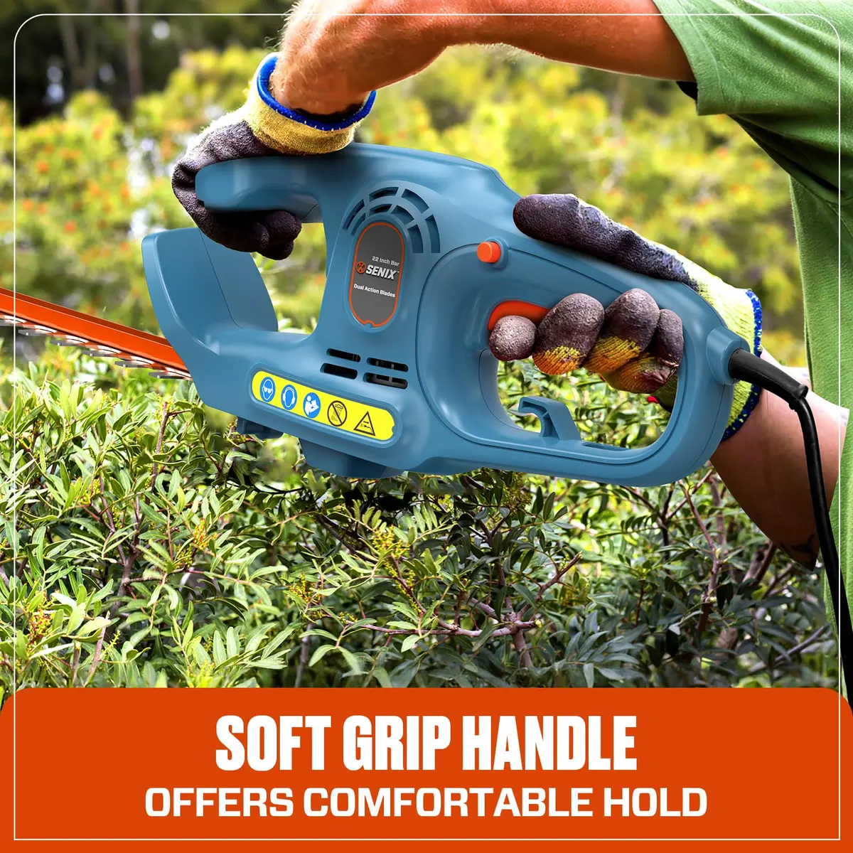 SENIX HTE3.8-L 21-Inch 120V Electric Hedge Trimmer | Precise 3/4" Cut, Alloy Steel Blades, Lightweight & Durable - view 3