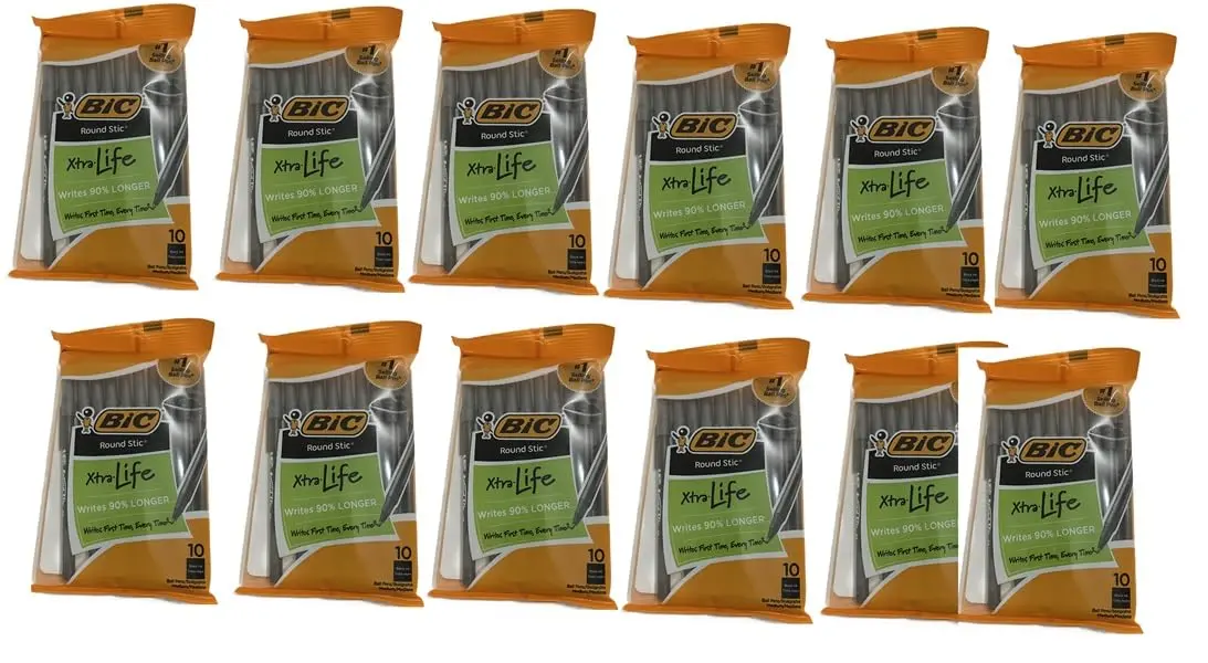 BIC Round Stic Xtra Life Black Ballpoint Pens, 120-Count | Smooth Ink Flow for Daily Writing - view 2