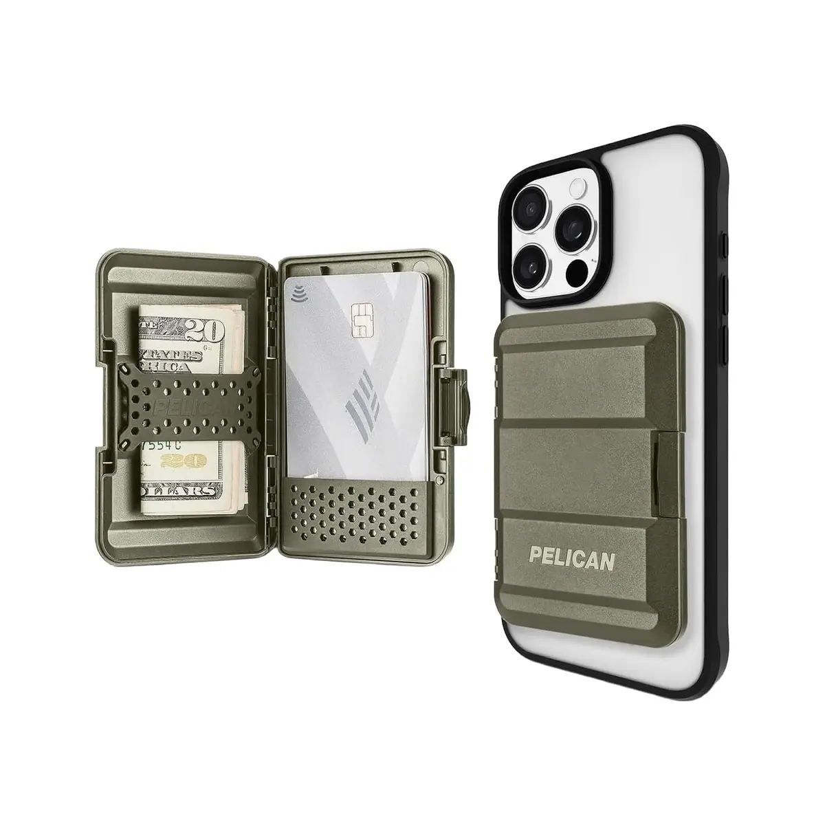 Pelican MagSafe Wallet for iPhone - OD Green | Holds up to 4 Cards + Cash, IPX4 Water Resistant - main product image