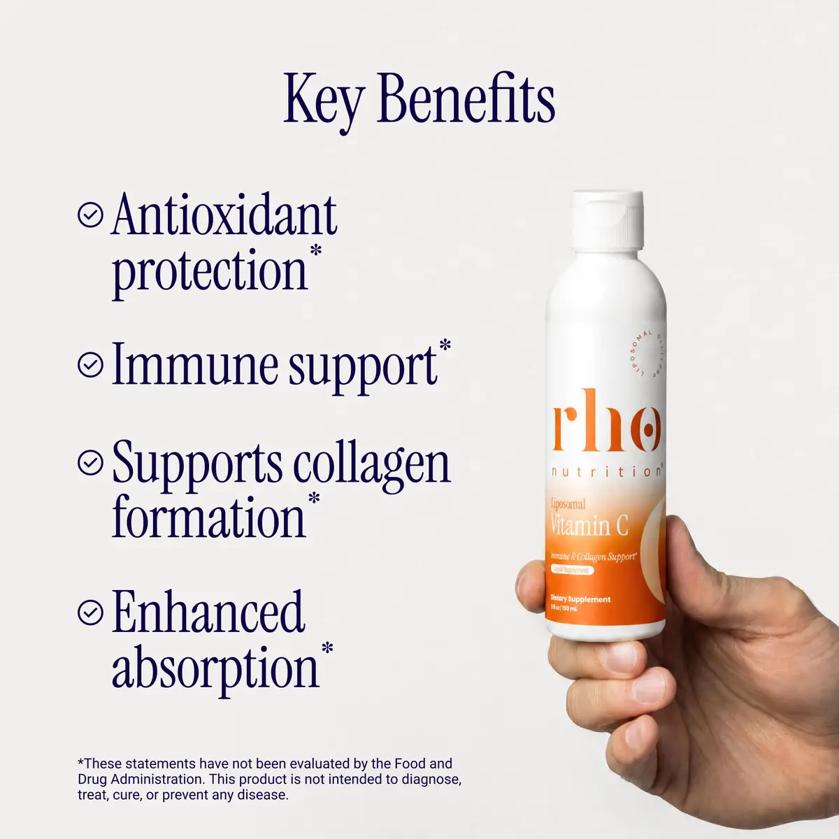 Rho Nutrition Liposomal Vitamin C Liquid Supplement | Supports Immunity & Collagen, 5 Fl Oz - view 2