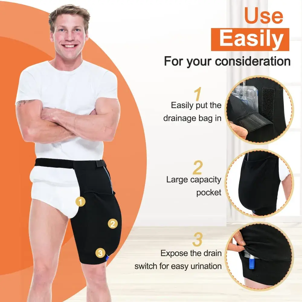 Mistuki Catheter Leg Bag Holder with Waist Belt & Thigh Pockets, Black, Uniform Size | Secure Urinary Drainage Fix - view 5