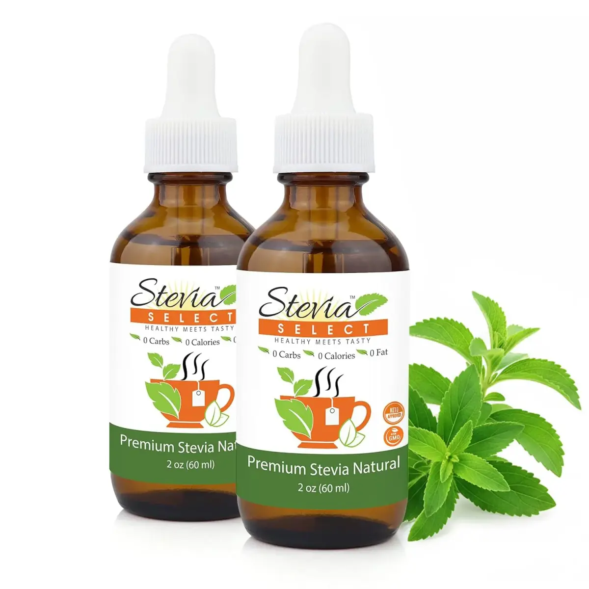 Stevia Select Plain Liquid Stevia Drops - Zero Calorie Sweetener 4 Fl Oz (2 Pack) | Natural Plant Based Sugar Substitute - main product image