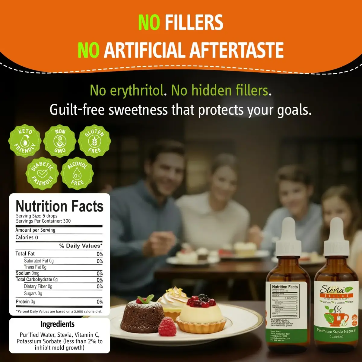 Stevia Select Plain Liquid Stevia Drops - Zero Calorie Sweetener 4 Fl Oz (2 Pack) | Natural Plant Based Sugar Substitute - view 2