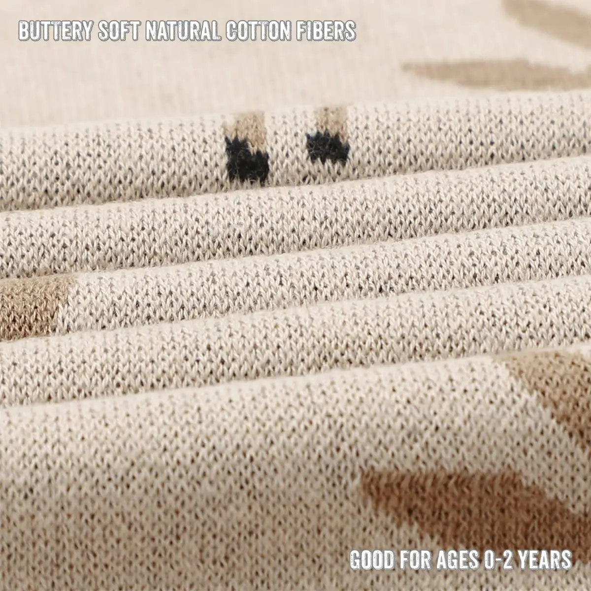 Bleu La La Knit Baby Swaddle Blanket - 100% Cotton Soft Cozy Receiving Swaddling Blanket for Newborns & Toddlers | Gender Neutral Taupe Deer - view 8
