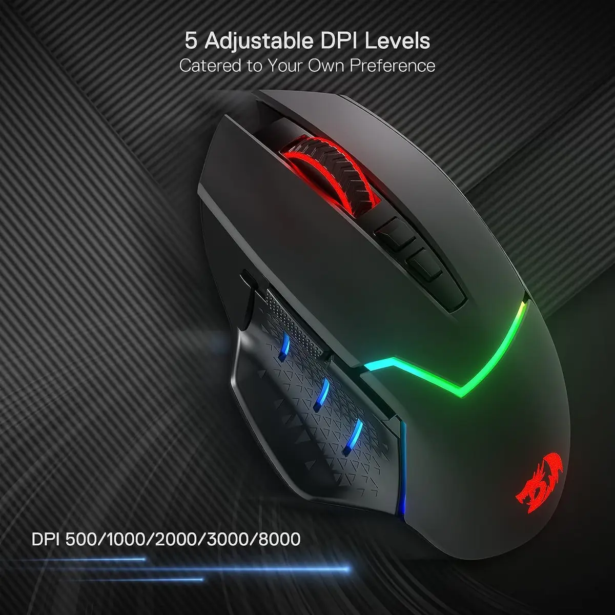Redragon M690 PRO Wireless RGB Gaming Mouse 8000 DPI | Ergonomic, 8 Macro Buttons, 87H Battery - view 5