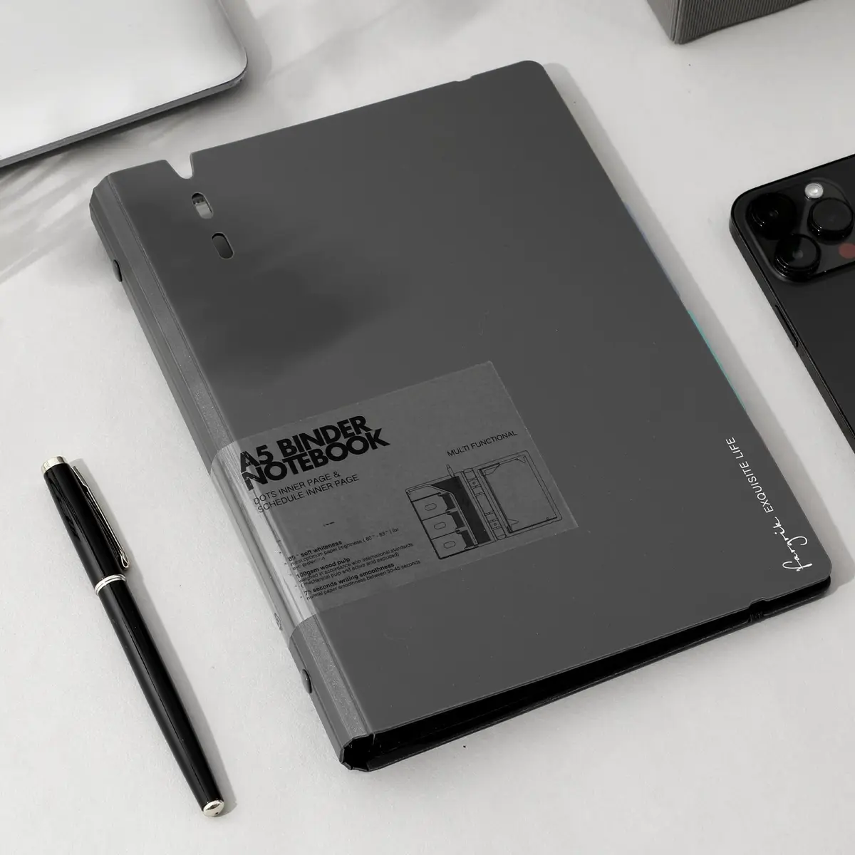 CAGIE A5 Binder 6 Ring Refillable Notebook with Dividers & Pockets | Durable, Refillable, 80 Pages - view 7