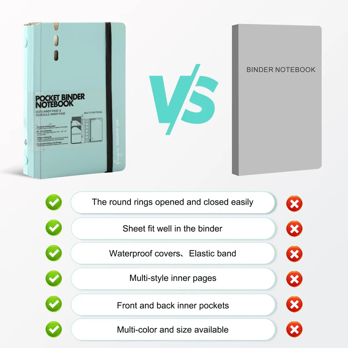 CAGIE A7 Binder 6 Ring Refillable Notebook with Dividers & Pockets | Office & School Supplies - view 7