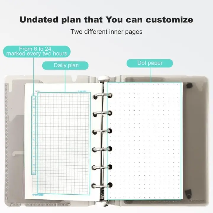 CAGIE A7 Binder 6 Ring Refillable Notebook with Dividers & Pockets | Office & School Supplies - view 9