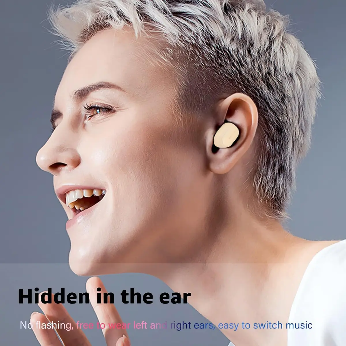 SYSFUN Single Bluetooth Wireless Earbud Mini Invisible in-Ear Headphone 12 Hours Beige - view 6