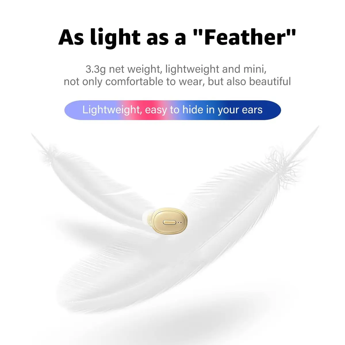 SYSFUN Single Bluetooth Wireless Earbud Mini Invisible in-Ear Headphone 12 Hours Beige - view 2