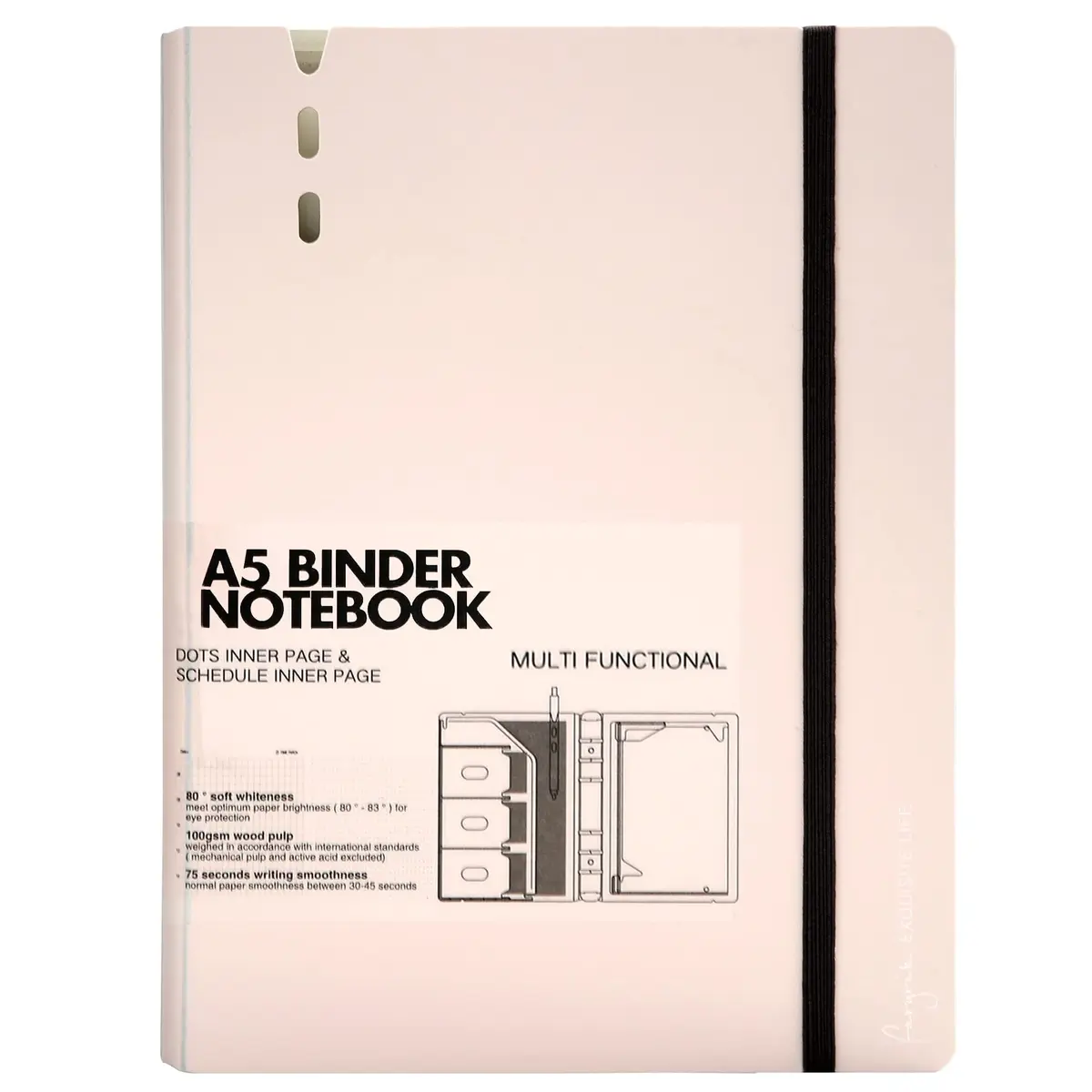 CAGIE A5 Binder 6 Ring Refillable Notebook with Dividers & Pockets | Office & School Supplies - main product image