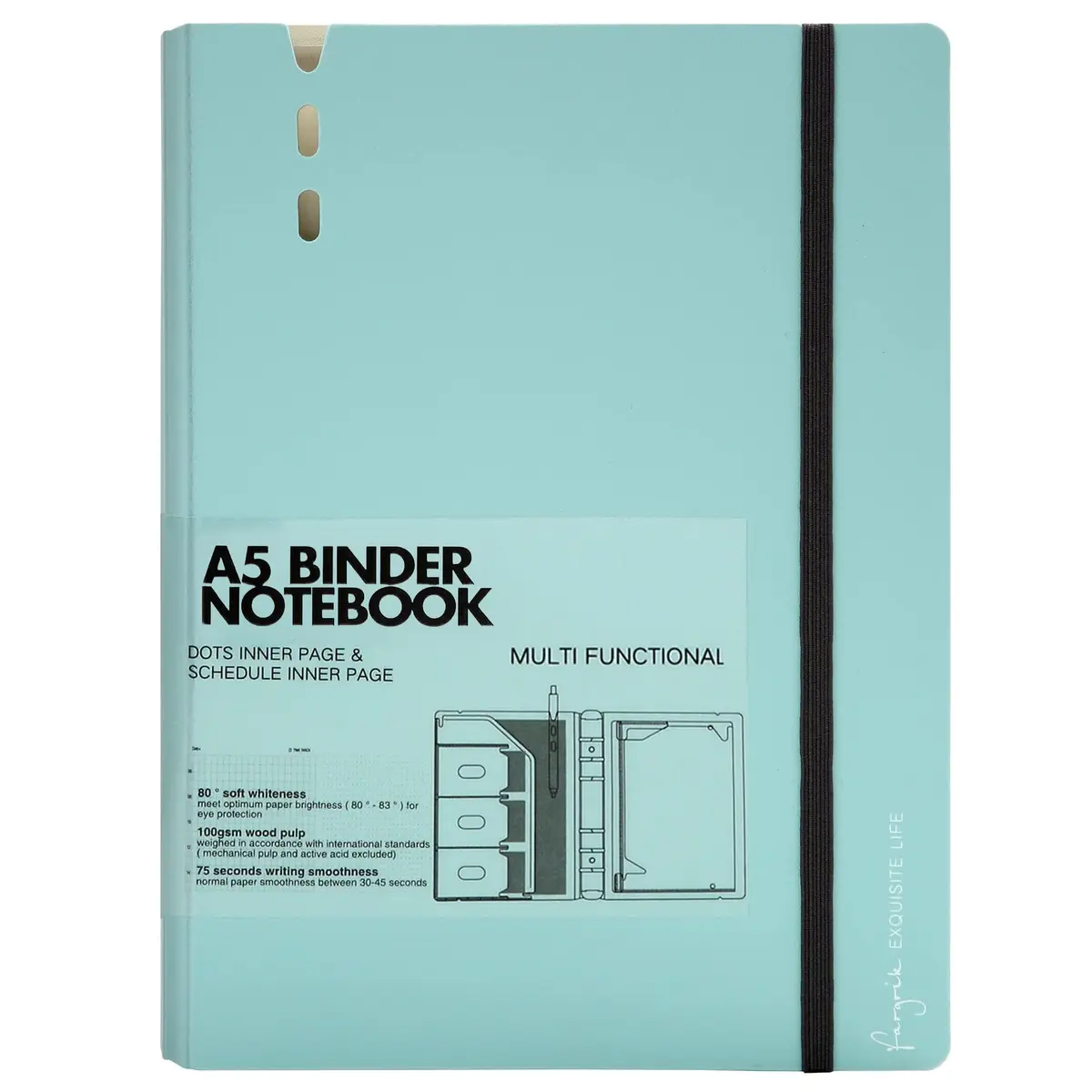 CAGIE A5 Binder 6 Ring Refillable Notebook with Dividers & Pockets | Durable Spiral Office & School Organizer - main product image