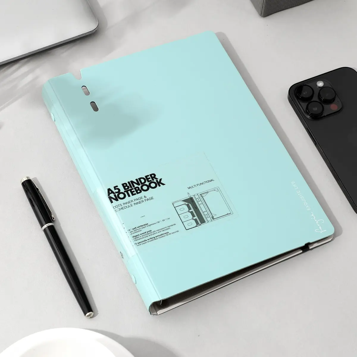 CAGIE A5 Binder 6 Ring Refillable Notebook with Dividers & Pockets | Durable Spiral Office & School Organizer - view 7