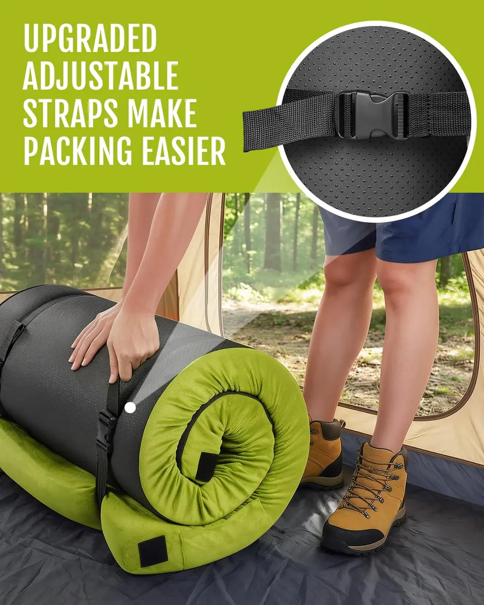 Gaialoop Memory Foam Camping Mattress 3 Inch | Avocado Green Supportive Floor Pad - view 5