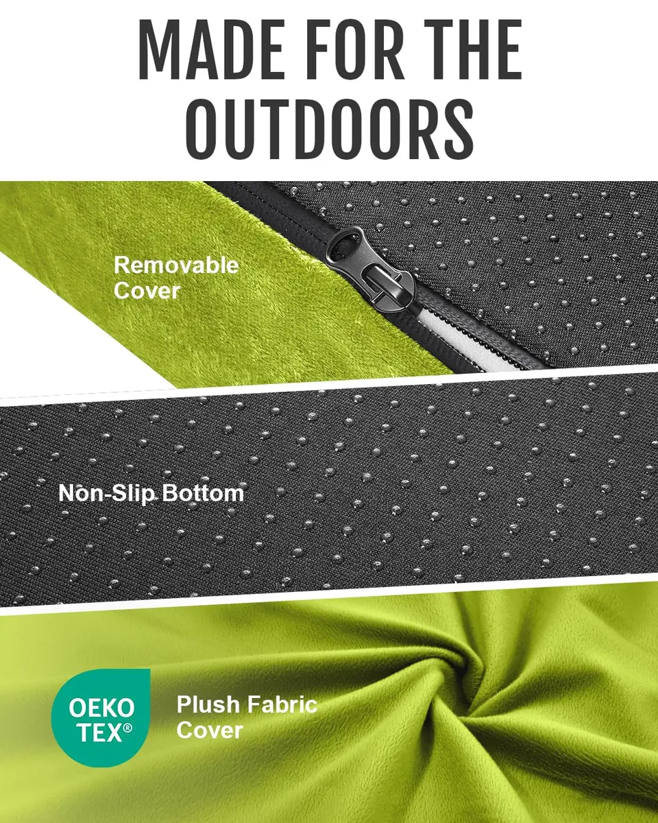 Gaialoop Memory Foam Camping Mattress 3 Inch | Avocado Green Supportive Floor Pad - view 4