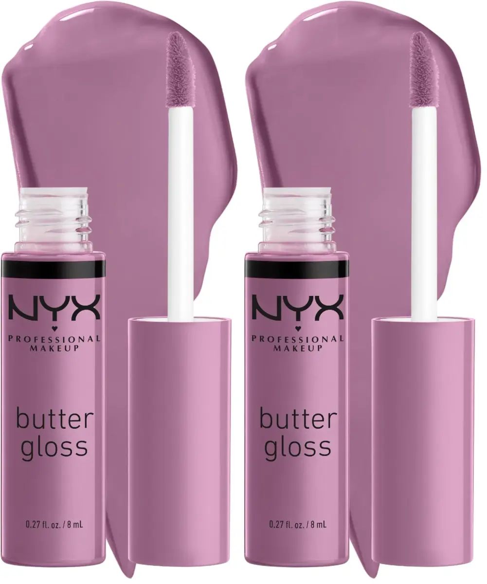 NYX PROFESSIONAL MAKEUP Butter Gloss Lip Gloss - Marshmallow (Muted Lilac) 0.27 Fl Oz (Pack of 2) | Sheer to Medium Coverage - main product image