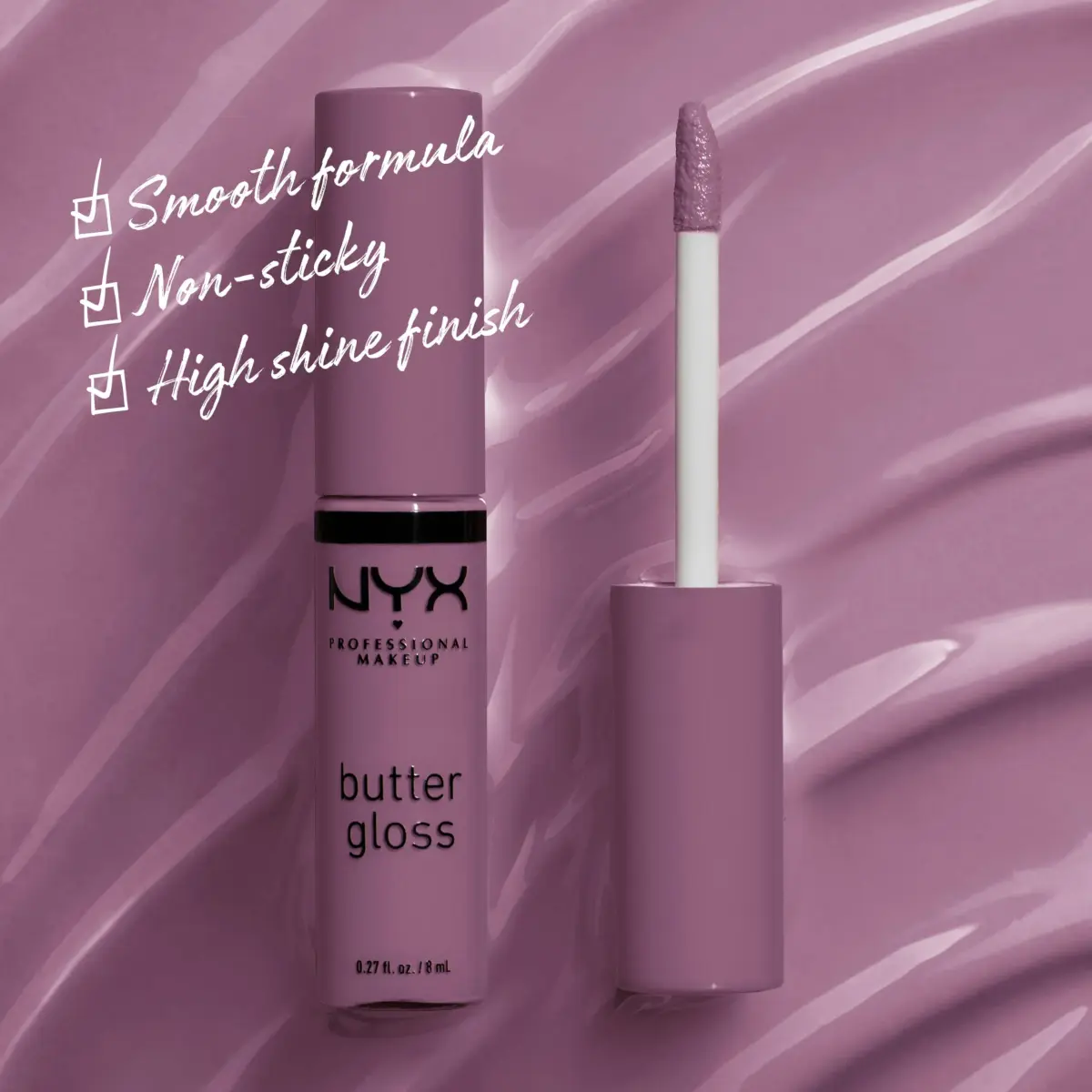 NYX PROFESSIONAL MAKEUP Butter Gloss Lip Gloss - Marshmallow (Muted Lilac) 0.27 Fl Oz (Pack of 2) | Sheer to Medium Coverage - view 2