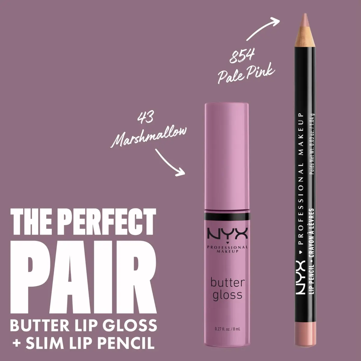 NYX PROFESSIONAL MAKEUP Butter Gloss Lip Gloss - Marshmallow (Muted Lilac) 0.27 Fl Oz (Pack of 2) | Sheer to Medium Coverage - view 4