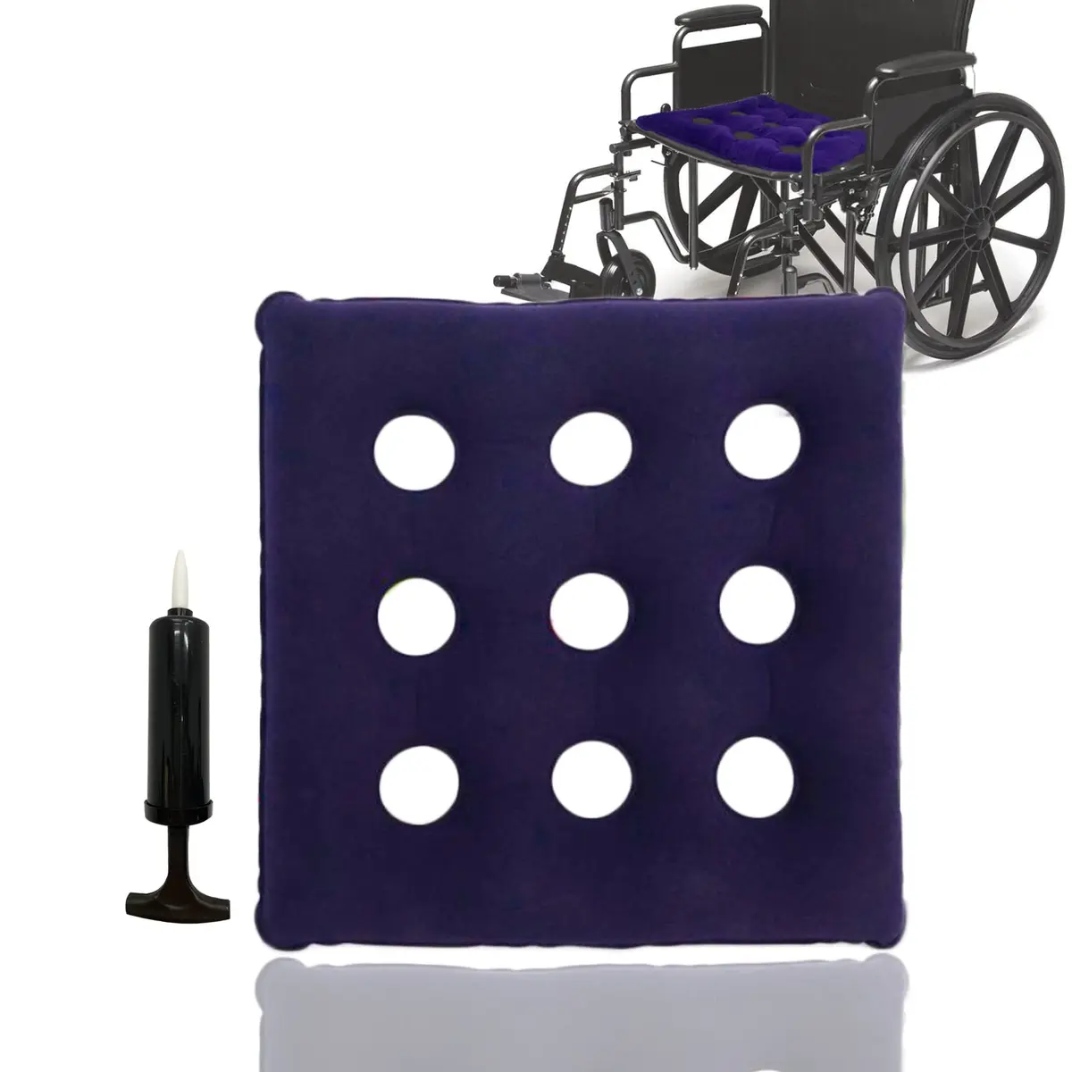 MESINURS Inflatable Bedridden Cushion 48"Lx48"W | Breathable Flocking Nursing Square Pad for Elderly & Disabled - main product image