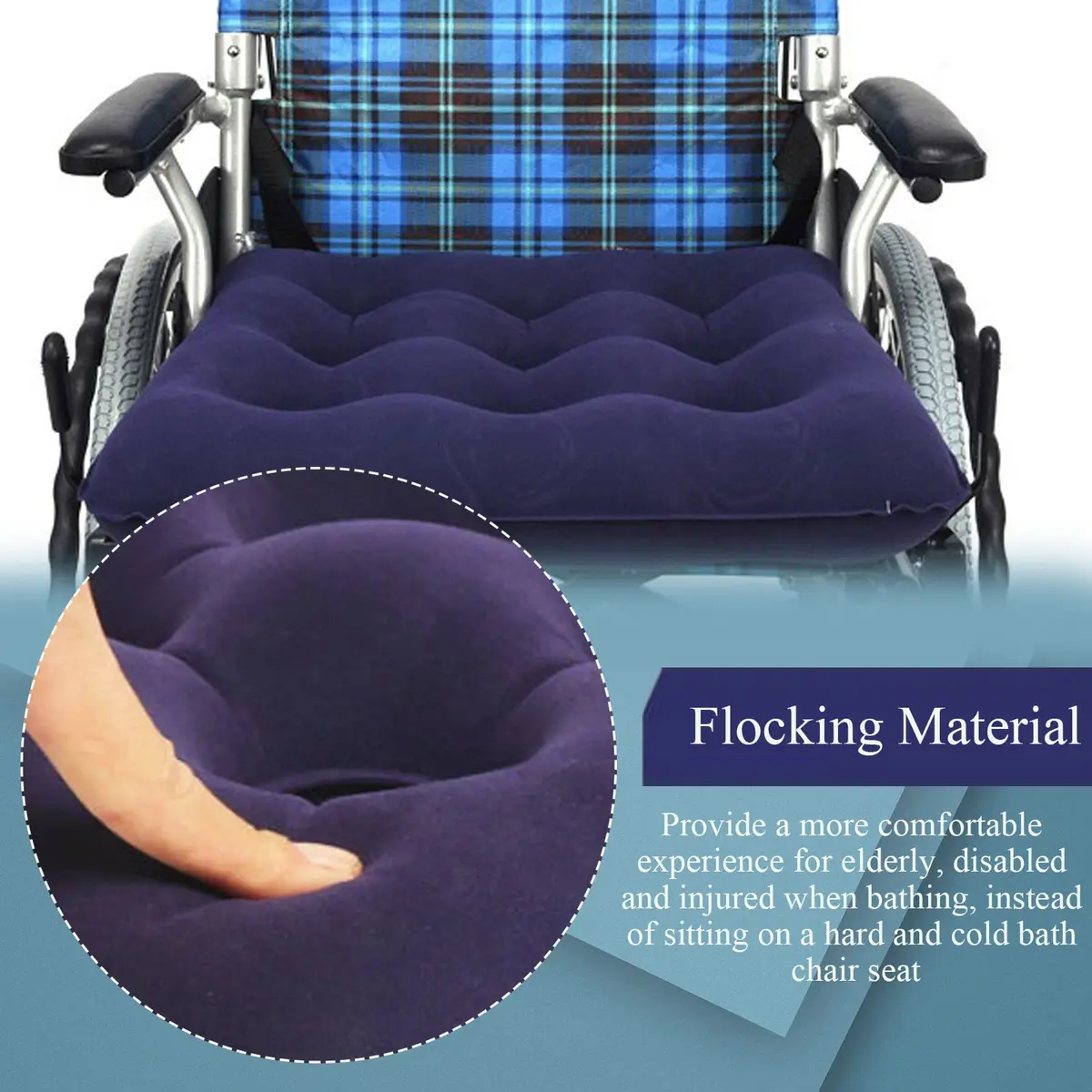 MESINURS Inflatable Bedridden Cushion 48"Lx48"W | Breathable Flocking Nursing Square Pad for Elderly & Disabled - view 4