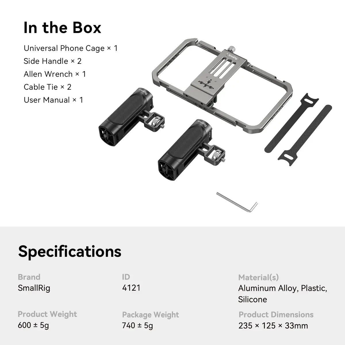 SMALLRIG Universal Phone Cage with Dual Handles, Smartphone Video Rig Stabilizer for iPhone, Samsung, Pixel, Android Phones (Black) - view 7