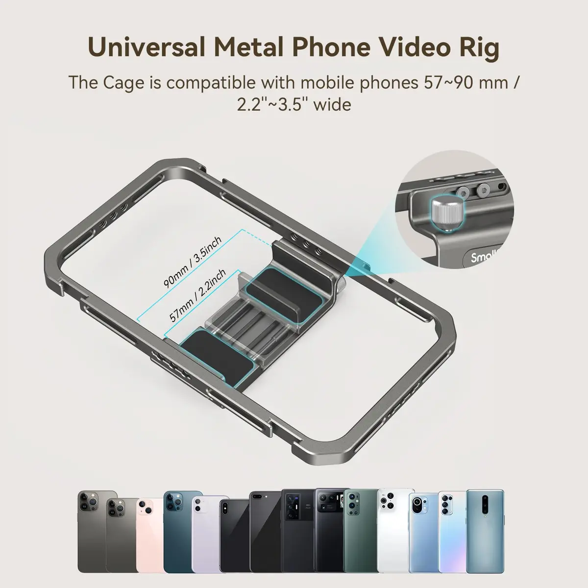 SMALLRIG Universal Phone Cage with Dual Handles, Smartphone Video Rig Stabilizer for iPhone, Samsung, Pixel, Android Phones (Black) - view 3