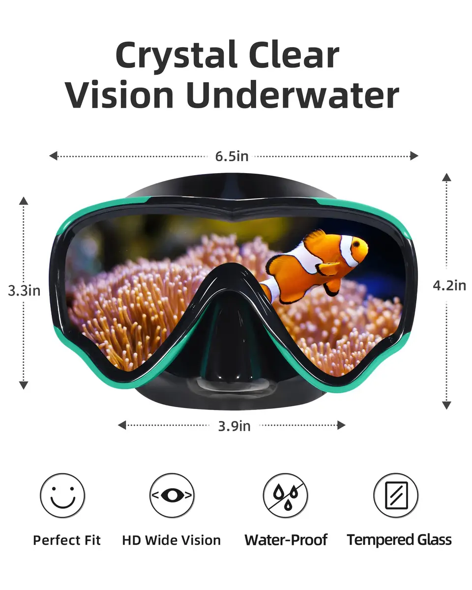 EverSport Adult Swimming Goggles Nose Cover No Leak Wide View Tempered Glass - view 7