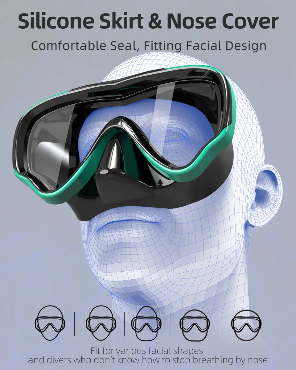 EverSport Adult Swimming Goggles Nose Cover No Leak Wide View Tempered Glass - view 3