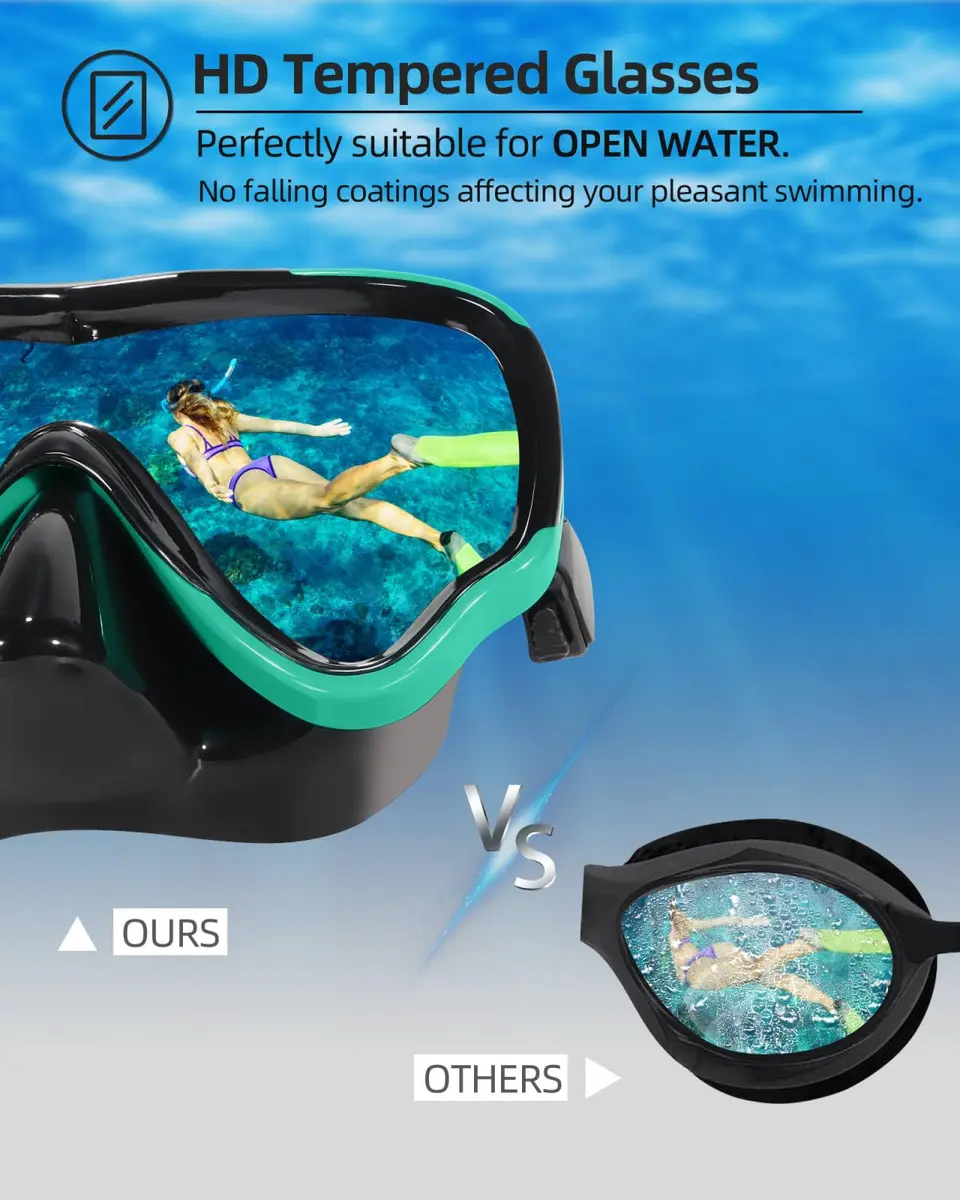 EverSport Adult Swimming Goggles Nose Cover No Leak Wide View Tempered Glass - view 4