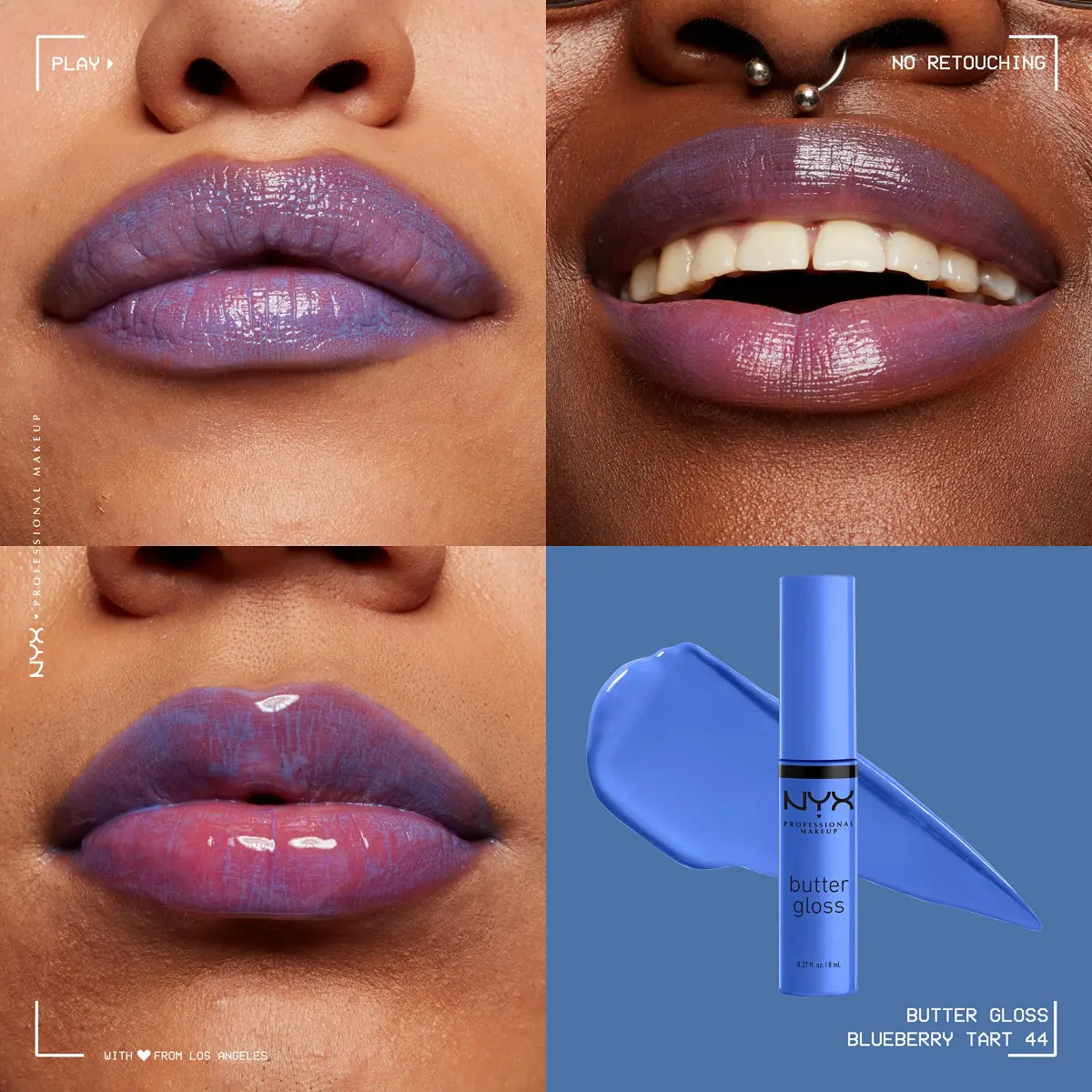 NYX PROFESSIONAL MAKEUP Butter Gloss Bling Lip Gloss - Blueberry Tart (Periwinkle Blue), Pack of 2 - view 3