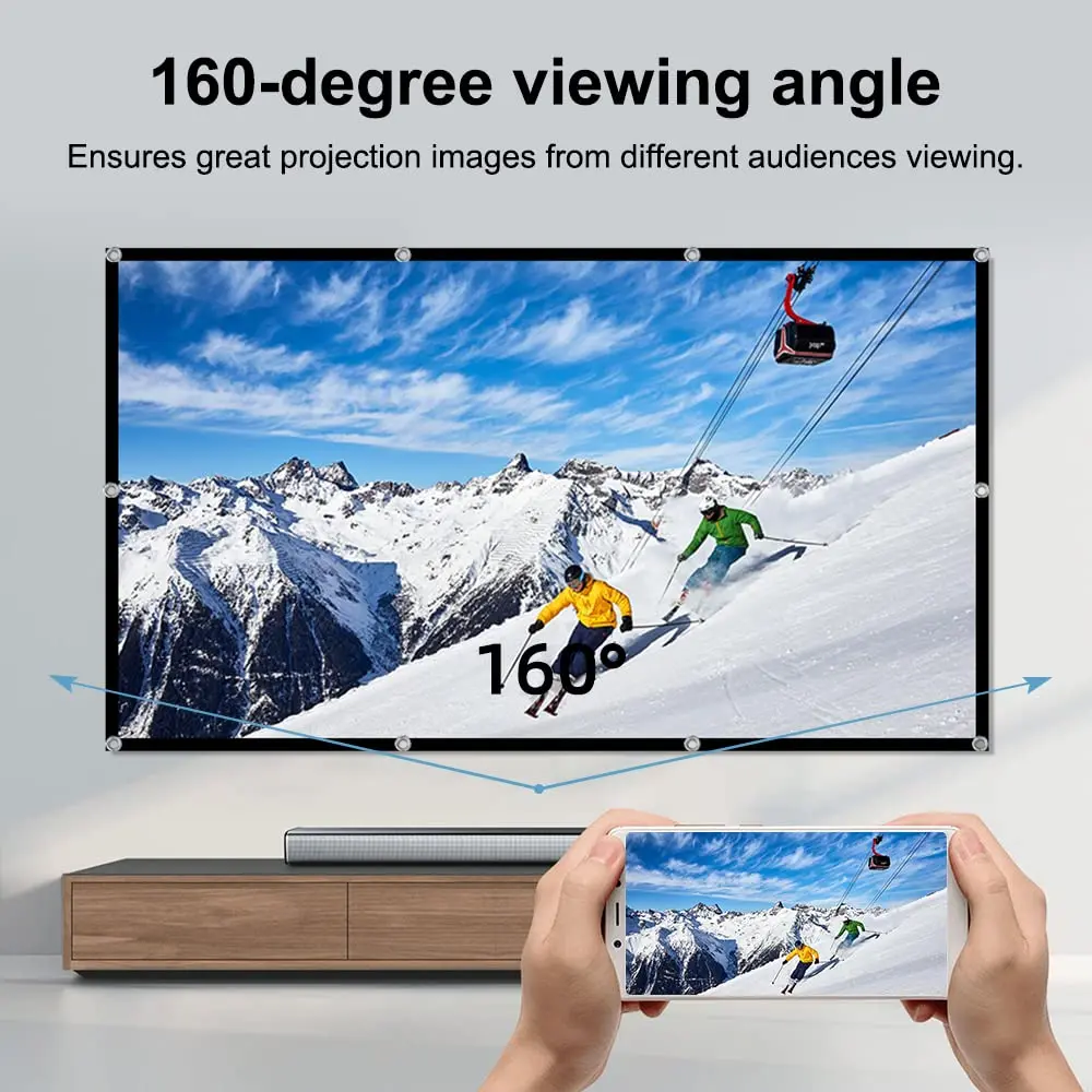 HUANYINGBJB 84-inch Projector Screen 218.4 cm (73"x41") | 4K HD Rear Front Foldable Outdoor Indoor Movie Theater Screen - view 4