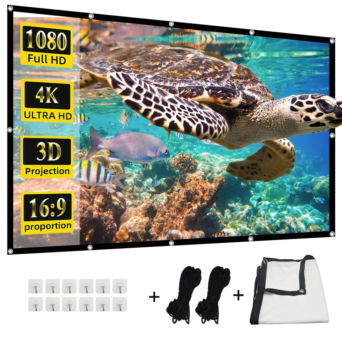 HUANYINGBJB 100-inch Projector Screen 226cm (89") x 127cm (50") | 4K HD Foldable Rear Front Projection Screen - main product image